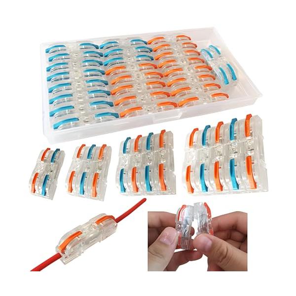 他サイト： CTRICALVER 固定コネクタ、26個双方向シングルホールレバー導体コンパクトコネクタターミナルブロックワイヤープッシュケーブルコネクタ（組の商品画像