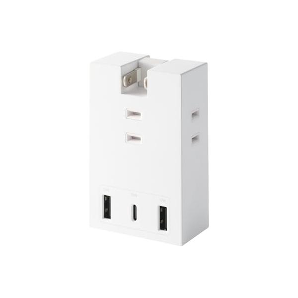 エレコム 電源タップ USB コンセント 15W AC×3個口 USB-A×2 USB-C×1 直挿し 180度スイングプラグ 雷ガード ホコリ