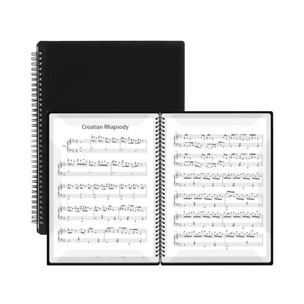 楽譜ファイル 書き込める バンドファイル 楽譜入れ 楽譜ノート カキコ 譜面 吹奏楽 台紙 A4サイズ ブラック 20枚/40ポケット