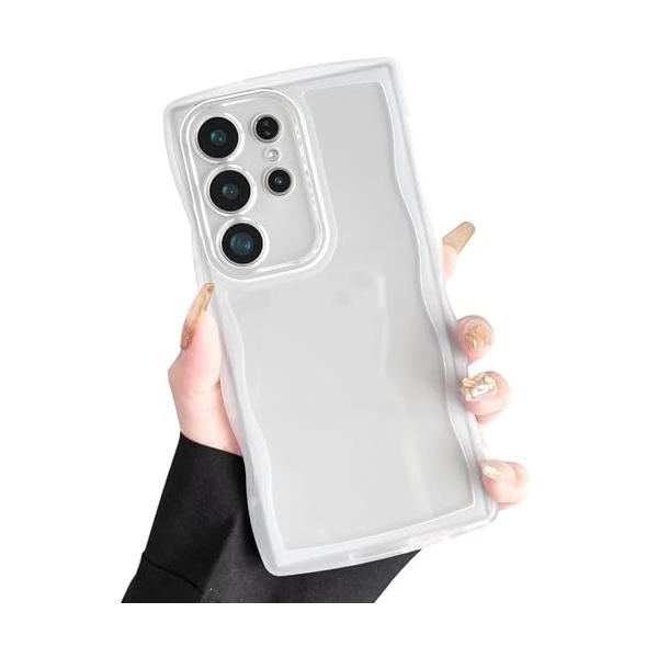 Casesmo Galaxy S25 Ultra ケース かわいい クリア TPU カバー ウェーブ おしゃれ 韓国 可愛い サムスン ギャラク