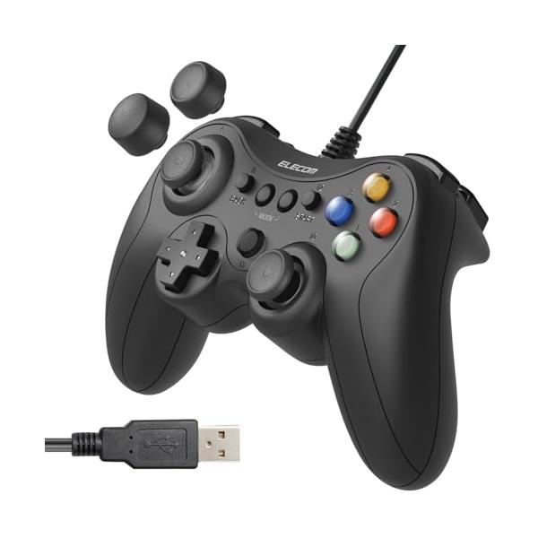 エレコム ゲームパッド 有線 Xinput Xbox系配置 FPS仕様 メカニカルトリガー スティックカスタマイズ対応 振動 ブラック JC-G