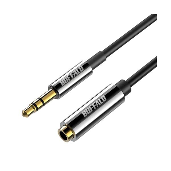 他サイト： バッファロー オーディオケーブル延長用 AUX 3.5mm 耐ノイズシールド 24K金メッキ加工 カーステレオ ホームステレオ アルミモールドの商品画像