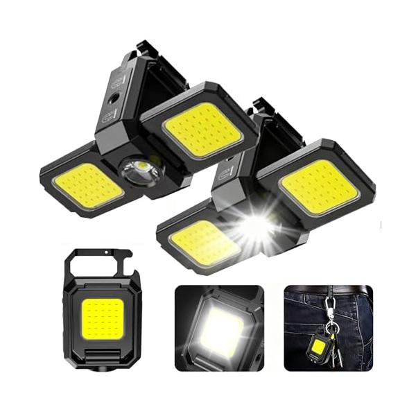 Ginhkok COBライト カラビナ led 屋外 充電式作業灯はUSB Type-C 3個 ミニLED ワーク投光器 小型 作業用(両面 2