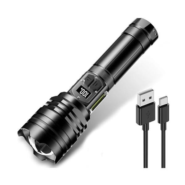 懐中電灯 led 強力 軍用 最強 超高輝度5000000ルーメン Type-C USB充電