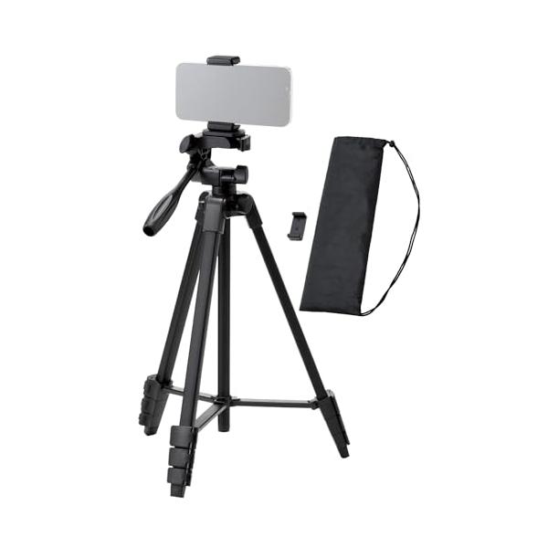 他サイト： エレコム スマホ カメラ 三脚 3段階伸縮 最大長さ147cm 収納40cm 360度回転 スマホホルダー付き 収納ケース付き 持ち運び  iPの商品画像