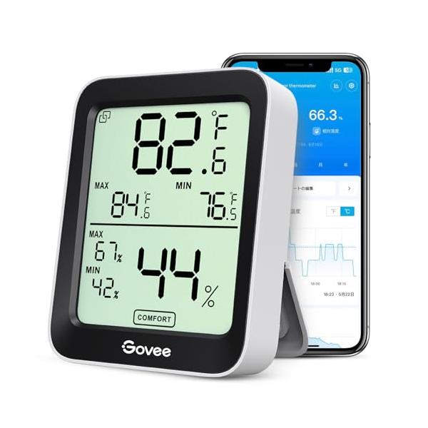 他サイト： Govee 温湿度計 温度計 湿度計 Bluetooth デジタル スマホで温度湿度管理 温度 湿度 高精度 コンパクト 大画面 グラフ記録 アの商品画像