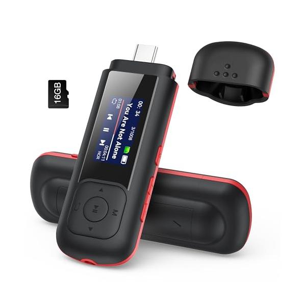 「乾電池対応」 AGPTEK MP3プレーヤー 超軽量30g 小型 音楽プレイヤー 充電不要 録音対応 日本語説明書付き  プレゼント 電池別売