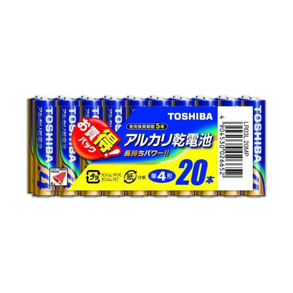 他サイト： 東芝(TOSHIBA) アルカリ乾電池 単4形1パック20本入り LR03L 20MPの商品画像