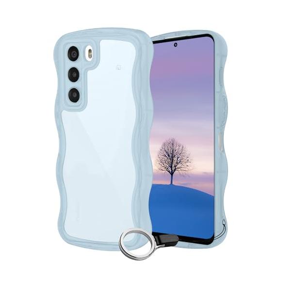 ZTE Nubia S 5G A403ZT ケース ブルー ウェーブ TPU波状のバンパー 半透明 スマホケース かわいい うねうね ヌビア s