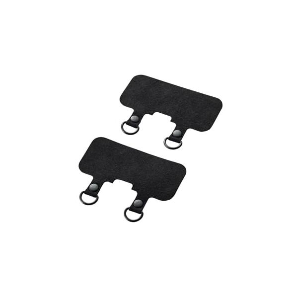 他サイト： エレコム スマホ ストラップ ストラップホルダー 2口タイプ 2枚入り 耐久力UP 耐荷重5kg ファブリック 黒 ブラック P-STHD2BKの商品画像