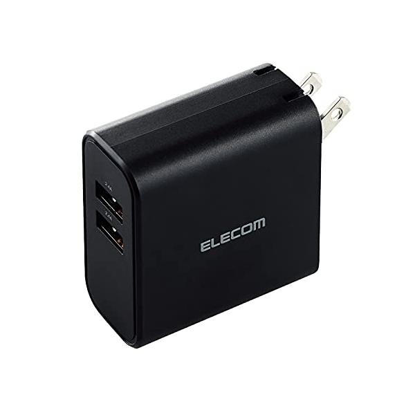 他サイト： エレコム 充電器 USB コンセント 合計24W 2ポート USB-A 折りたたみ式プラグ 2台同時充電 おまかせ充電  iPhone SE3/の商品画像