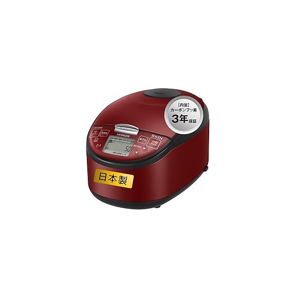 HITACHI 炊飯器 5.5合 圧力IH RZ-H10EJ R メタリックレッド 日本製 黒