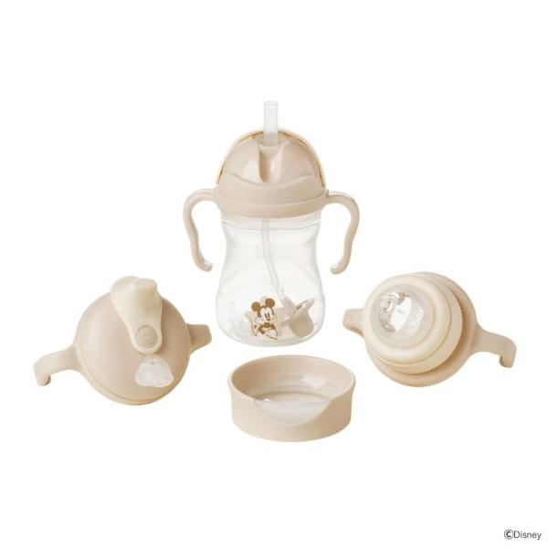 [ビーボックス　ディズニーステップアップマグパック]卒乳のタイミングの時期から使えるハンドル付きのティートとスパウト、そして離乳食が始まると必要になるストローマグ、最後にコップ飲みまでのドリンクトレーニングができるセットアイテムです。1カッ...