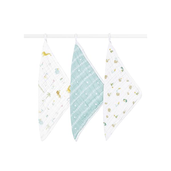 エイデンアンドアネイ (aden+anais) モスリンウォッシュクロスセット タオル イヤー オブ ザ スネーク 3枚入り モスリン コットン ウォッシュクロス 出産祝い 出産準備 誕生日 ギフト プレゼント 赤ちゃん ベビーナチュラルリ...