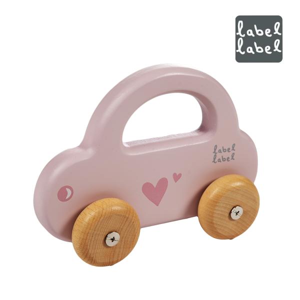 エデュテ レーベルレーベル リトルカー ピンク 木のおもちゃ お誕生日祝い 車 ミニカー 知育玩具 ベビー キッズ 木製