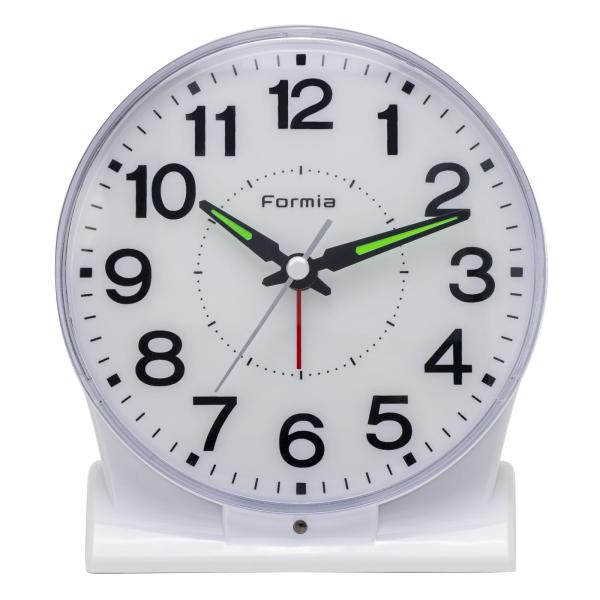 Formia(フォルミア) 置き時計 目覚まし時計 蓄光 連続秒針 光センサー アナログ 保土ヶ谷電子販売 ホワイト HT-A031W-WH