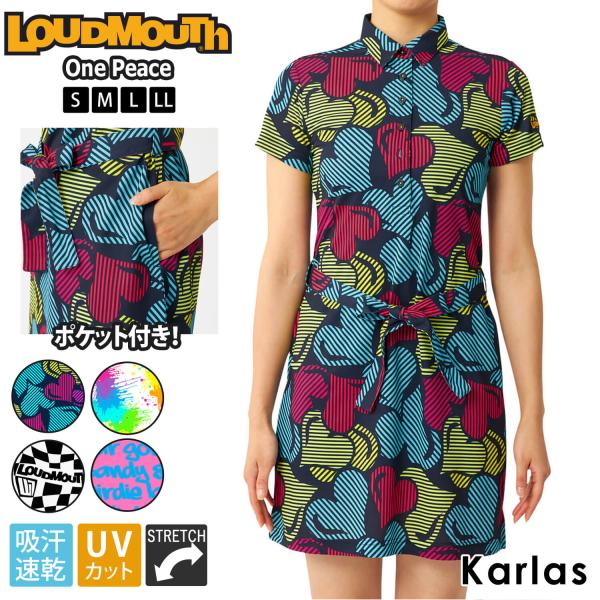 特価 Loudmouth ラウドマウス ゴルフウェア ワンピース レディース 春夏 トップス ミニ丈  ドライ UVカット ストレッチ