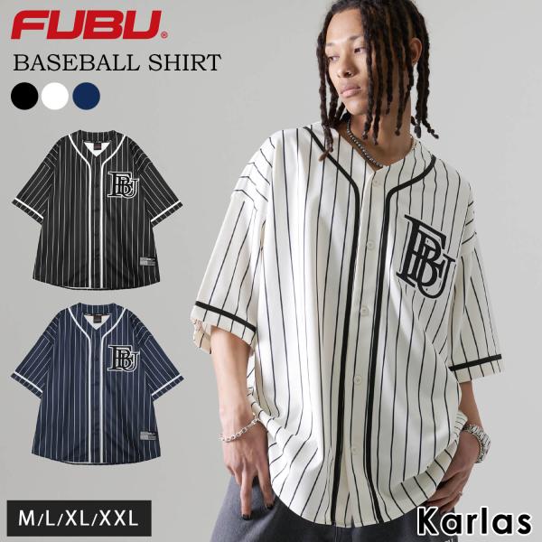 P5倍FUBU フブ ベースボールシャツ 半袖 ドライ 速乾 ロゴ刺繍 メンズ レディース オーバーサイズ 野球 ストリート