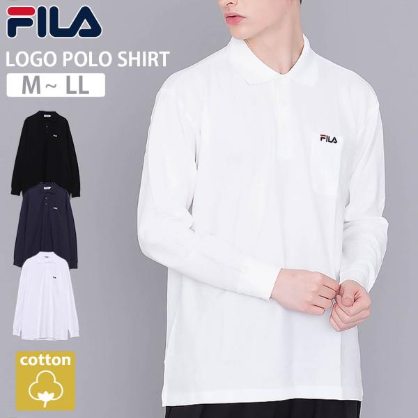 特価 P5倍 FILA フィラ ポロシャツ メンズ 長袖 綿100% 鹿の子 ビジネス ボタンダウン スポーツ ゴルフ 刺繍 ロゴ