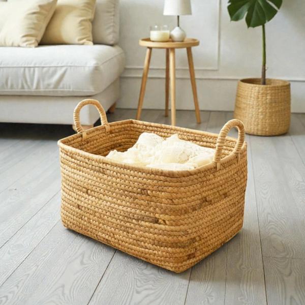 収納 バスケット かご ウォーターヒヤシンス 収納バスケット 収納かご かごバスケット 収納 水草バスケット 収納カゴ おもちゃ収納 衣類 服 大容量 ベトナム