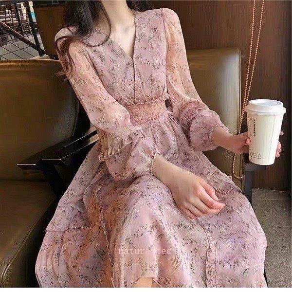 ワンピース マキシ丈 ワンピース シフォン 長袖 マキシ ワンピース リゾート ワンピース 花柄 ハワイアン ワンピース リゾート Nat ナチュラルテック 通販 Yahoo ショッピング