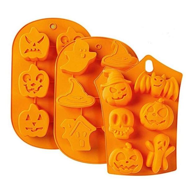 Kingsie ハロウィン クッキー型 3枚セット シリコンモールド コウモリ カボチャ おばけ ゴースト スケルトン チョコレート型 ケー