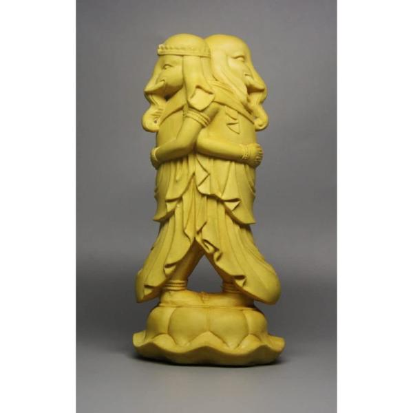 【商品名】　諸天神歓喜天（聖天）双身立像（総高約10cm、幅4.8cm、奥行4.5cm） 柘植の木 夫婦和合・縁結び・子恵みの神 (原木) 【商品説明】　・?? ?e????邨?q?l?A???w???????A?uYZBQEJ?v??I?...