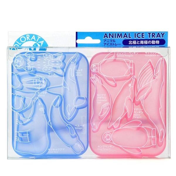 カロラータ アイストレー 北極と南極の動物 (ブルー・ピンク/電子レンジ 食洗器対応/シリコン) ペンギン ホッキョクグマ チョコレート型