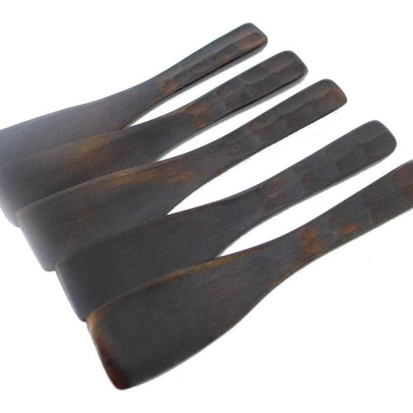 もんじゃ焼き ヘラ（スリム） 5本セット テフロンに優しい ミニ コテ へら もんじゃ はがし本漆塗り モンジャ ● ホットプレート対応