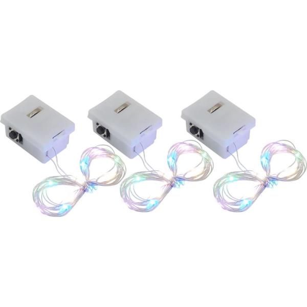 オーディオファン イルミネーションライト LED電飾 約1m (10LED オレンジ×2 ブルー×2 グリーン×3 ピンク×3) 3モード切