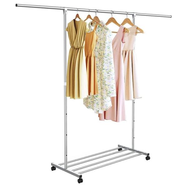 DEWEL ハンガーラック 頑丈 幅120-200cm×奥行41cm×高さ105-165cm キャスター付き 耐荷重80kg 高さ調節可能