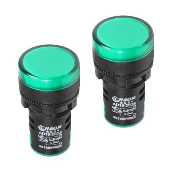 Othmro 定格電圧220V AD16-22DS 光の色:緑 2個入り 穴径22mm 信号灯 信号インジケータ led ランプ 丸いボタン