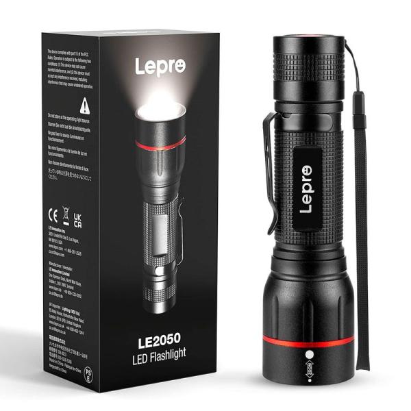 Lepro LED懐中電灯 フラッシュライト ハンディライト 強力 軍用 LE2050/高輝度/18650と単四電池対応/ズーム式/5つ点灯