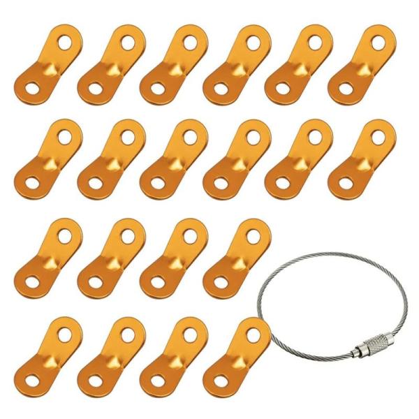 XSAJU ロープテンショナー アルミニウム 自在金具 5mmまで対応 テント ロープストッパー 20個セット ワイヤーホルダー付き (ゴー