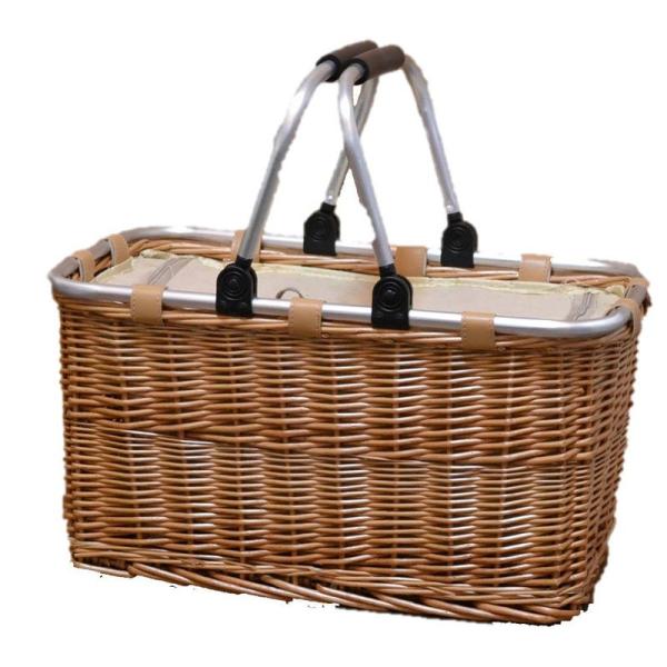 【商品名】　保冷ウィローバスケット 保冷保温シート付 煮柳 可愛いピクニックバスケット 【商品説明】　・-サイズ- W:47.5 D:28.5 H:25(持ち手込み43cm) 天然素材を手編みをしているバスケットなので 多少のサイズ違いがご...