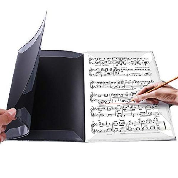 ダサズニカケーる楽譜を取り出さずに書き込み可能 音楽ファイル (A4, 折りたたみ式・無地, 黒)