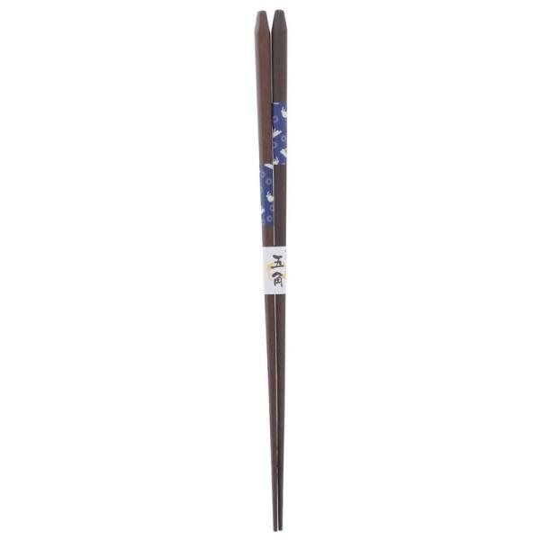 イシダ 日本製 菜箸 五角 幸うさぎ 木製 (天然木) 青 33cm