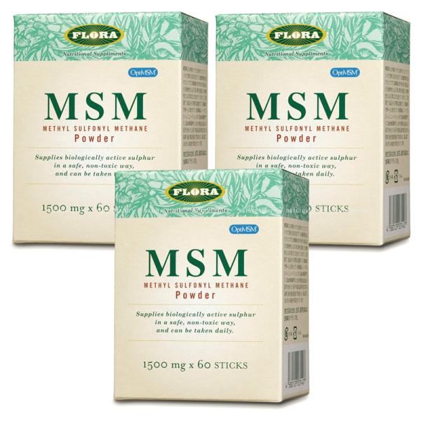 MSMパウダー 1500mg×60包×3箱セット 高品質オプティMSM OptiMSM FLORA フローラハウス florahealth
