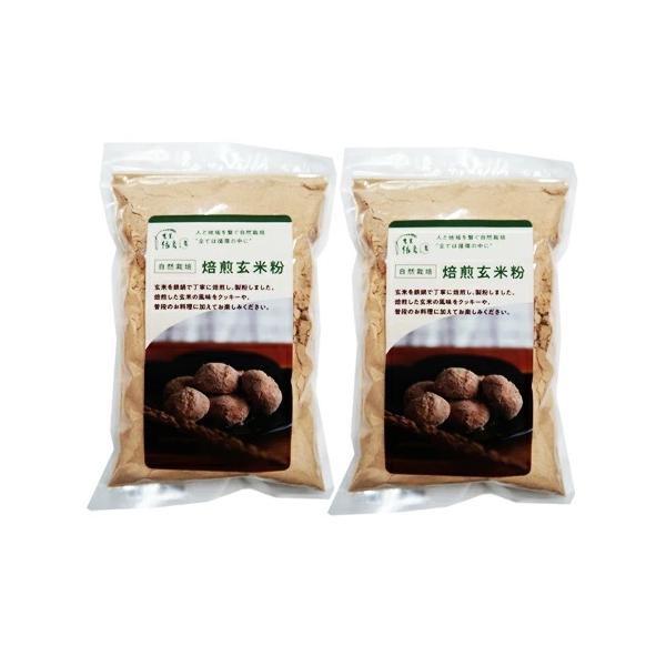 【メール便送料無料】焙煎玄米粉　３００g　２袋セット　無農薬　肥料不使用　自然栽培　九州産　福岡県産　 玄米粉　