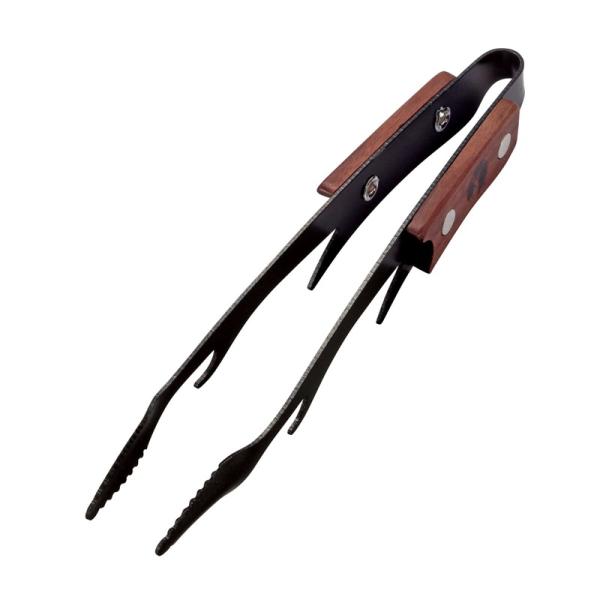 キッチンツール キャプテンスタッグ 黒鹿トング(木柄グリップ) 18cm