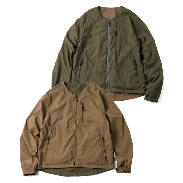 gym master アウター(メンズ) リバーシブルナイロンノーカラージャケット  M  ブラウン×オリーブ(34) gym master（ジムマスター） アウター(メンズ) リバーシブルナイロン