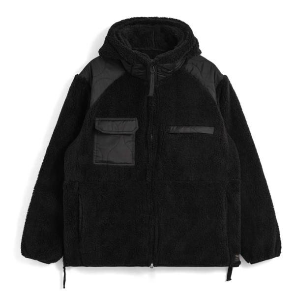 10/30-11/1は全品+P4% トップス(メンズ) TAION ノンダウン ミリタリー パイルフリース フーディー L BLACK