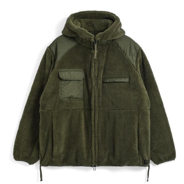 10/30-11/1は全品+P4% トップス(メンズ) TAION ノンダウン ミリタリー パイルフリース フーディー M D.OLIVE