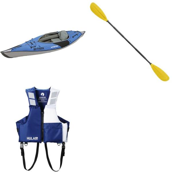 キャプテンスタッグ インフレータブルカヌー 【3点セット】エアフレーム フィッシャー+パドル4ピース+ライフジャケットTYPE-D インフレータブルカヌー キャプテンスタッグ 3点セット エアフレーム
