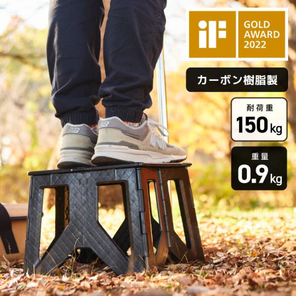 長谷川工業 desta デスタ カーボン樹脂踏台 SCF-24 折りたたみ 踏み台 折りたたみ椅子 コンパクト 軽量 対荷重150kg ステップ台 アウトドアチェア 写真撮影 かっこいい おしゃれ ブラック ハセガワ Hasegawa