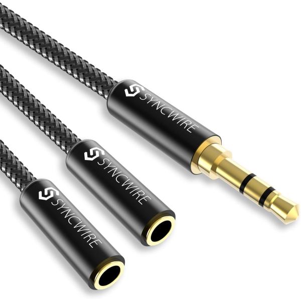 2分配ケーブル Syncwire ステレオミニプラグ オーディオ分配ケーブル 3.5mm ヘッドホン延長ケーブル イヤホン分岐 ステレオミニ端子 [