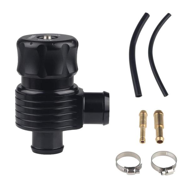 ADPOW 汎用ブローオフバルブキット 25mm ターボ用 BOV 調整可能いい音 減圧弁 安全弁 クランプ＆ホース アダプ?ター付きブラック（2ポー