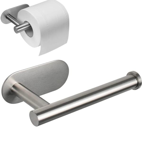 粘着式トイレットペーパーホルダー - 粘着式 トイレットペーパーロールホルダー キッチン 洗面台 ホテル 用 トイレットペーパーホルダー (シルバー)