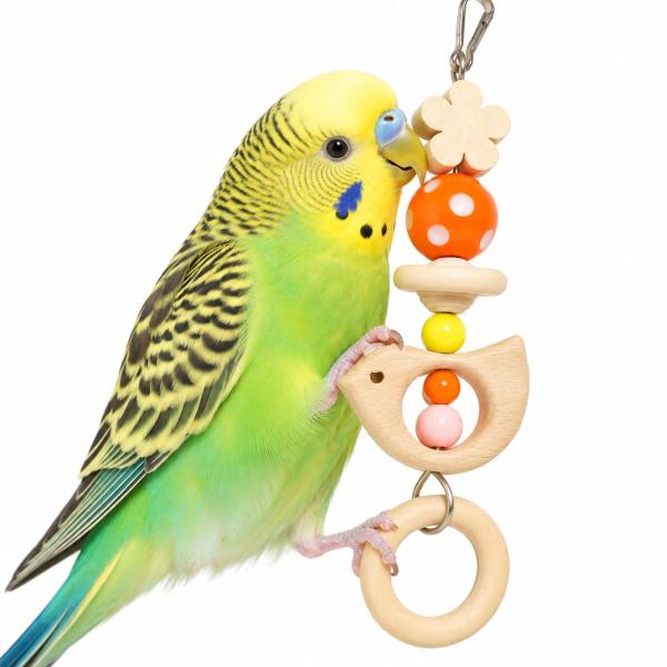 インコ かじりおもちゃ 日本製 安心安全素材 天然木 塗料不使用 セキセイインコ オカメ 鳥 文鳥 小鳥 おもちゃ ミニサイズ KV (オレンジ, 約