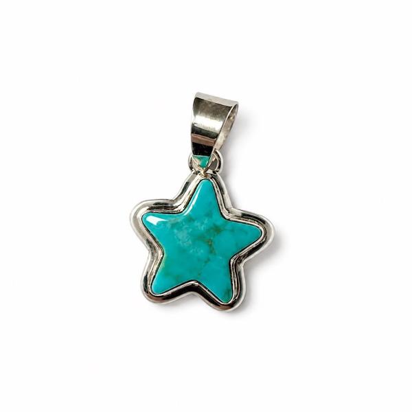 INDIAN JEWERLY NAVAJO STAR Turquoize Silver Top インディアンジュエリー ナバホ 星型ターコイズ ペンダント ヘッド
